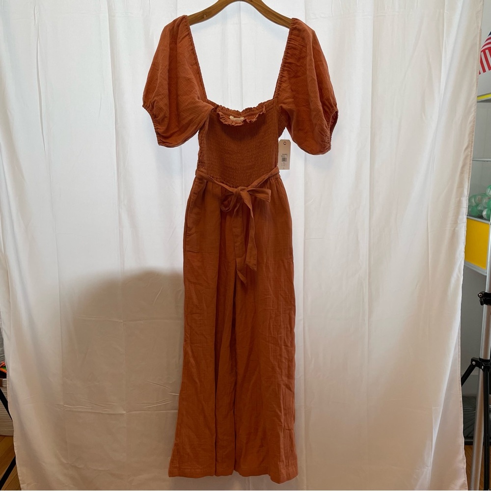 Billabong Terracotta Puff Sleeve Jumpsuit